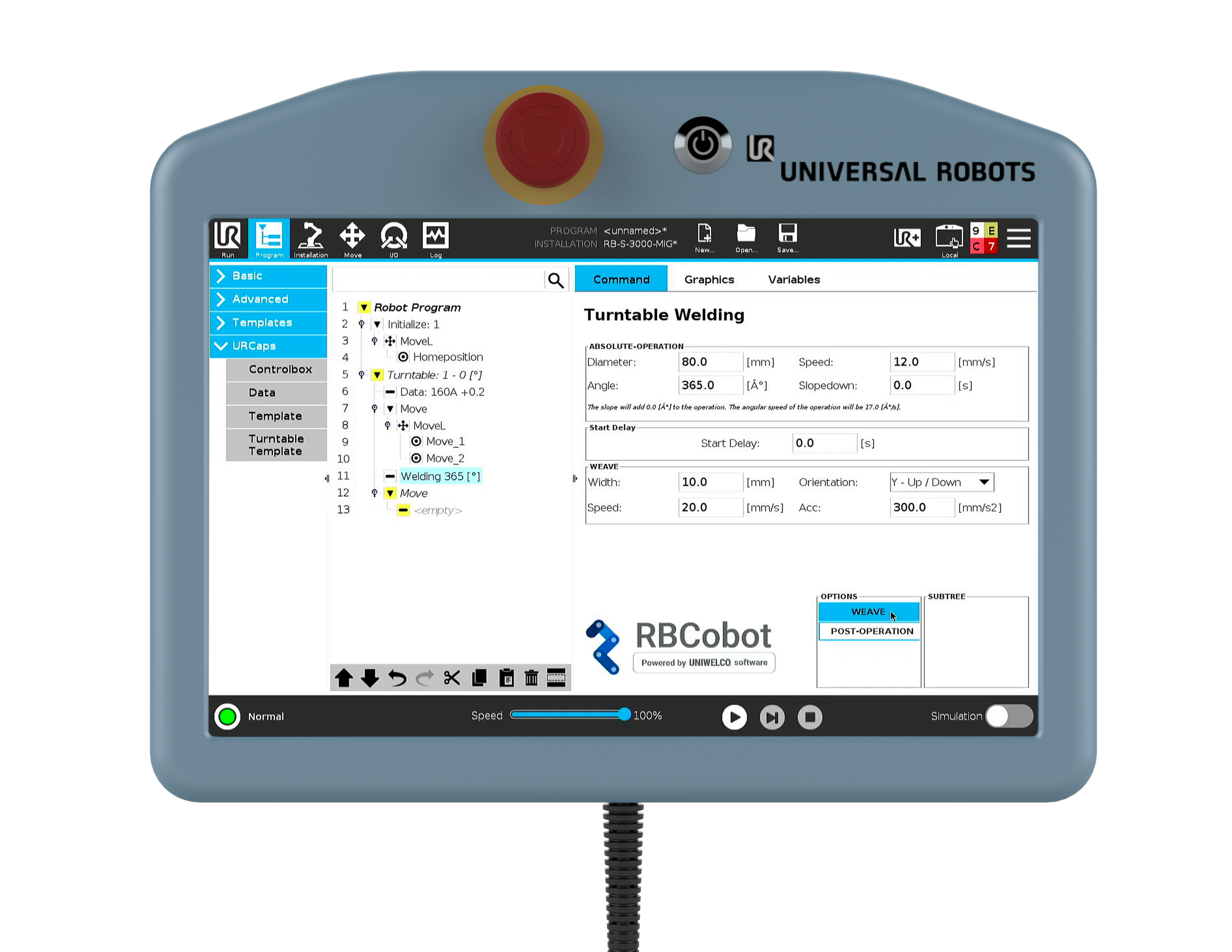 Uniwelco URCap Teachpendant drejebord